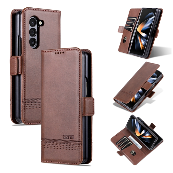 AZNS Magnetic Calf Texture PU Leather Wallet Case - For Samsung Galaxy Z Fold5 - mosaccessories